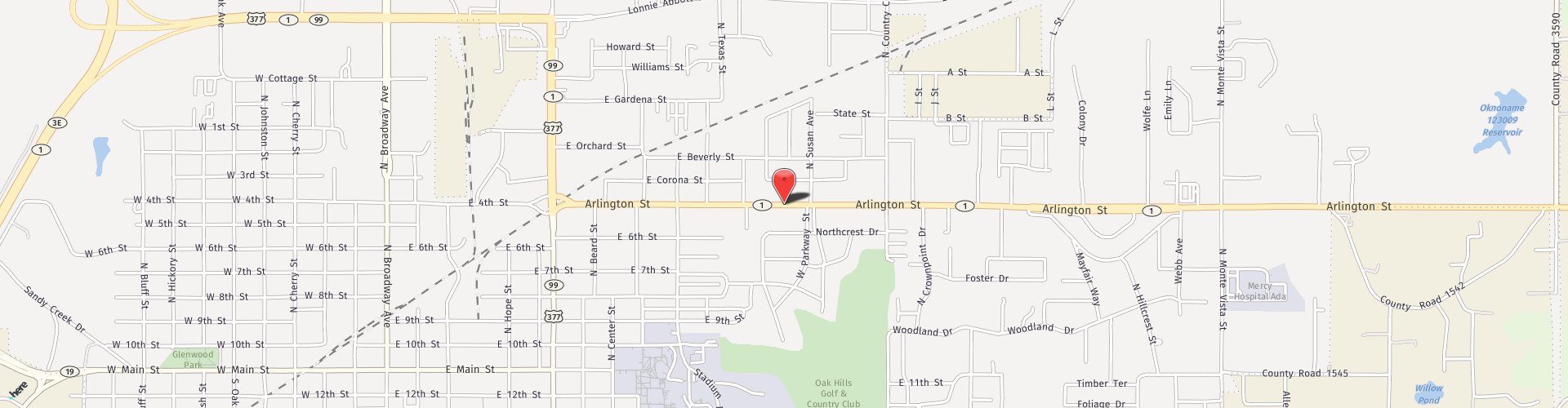 Location Map: 1425 Arlington Street Ada, OK 74820